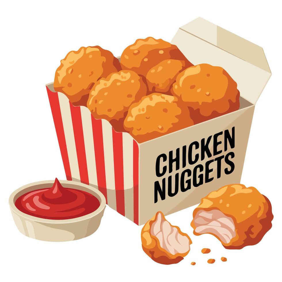 Chicken nuggets fast food isolated illustration on white background vector