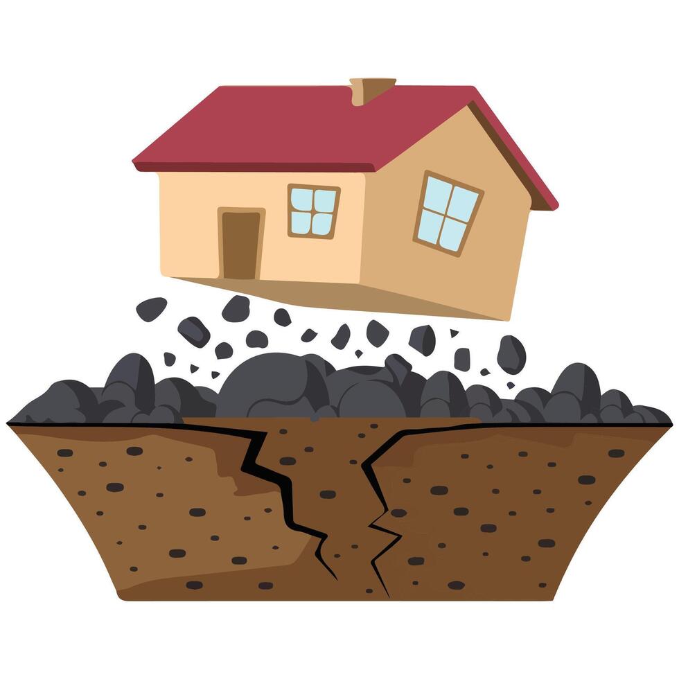 earthquake insurance colorful flat design isolated illustration on white background vector
