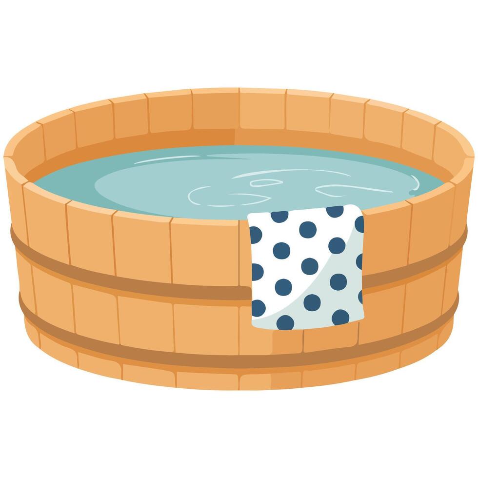 Bathtub with hot water towel isolated illustration on white background vector