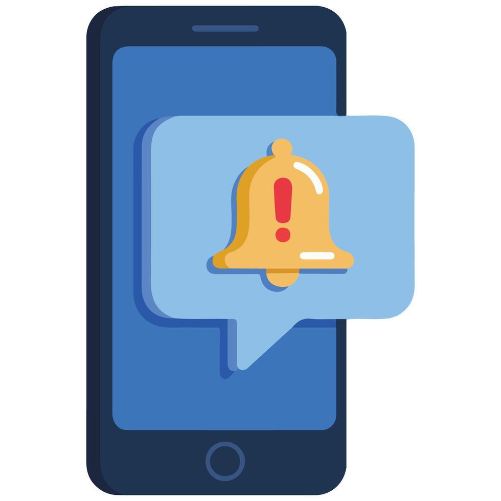 smartphone notifications bell bubble isolated illustration on white background vector