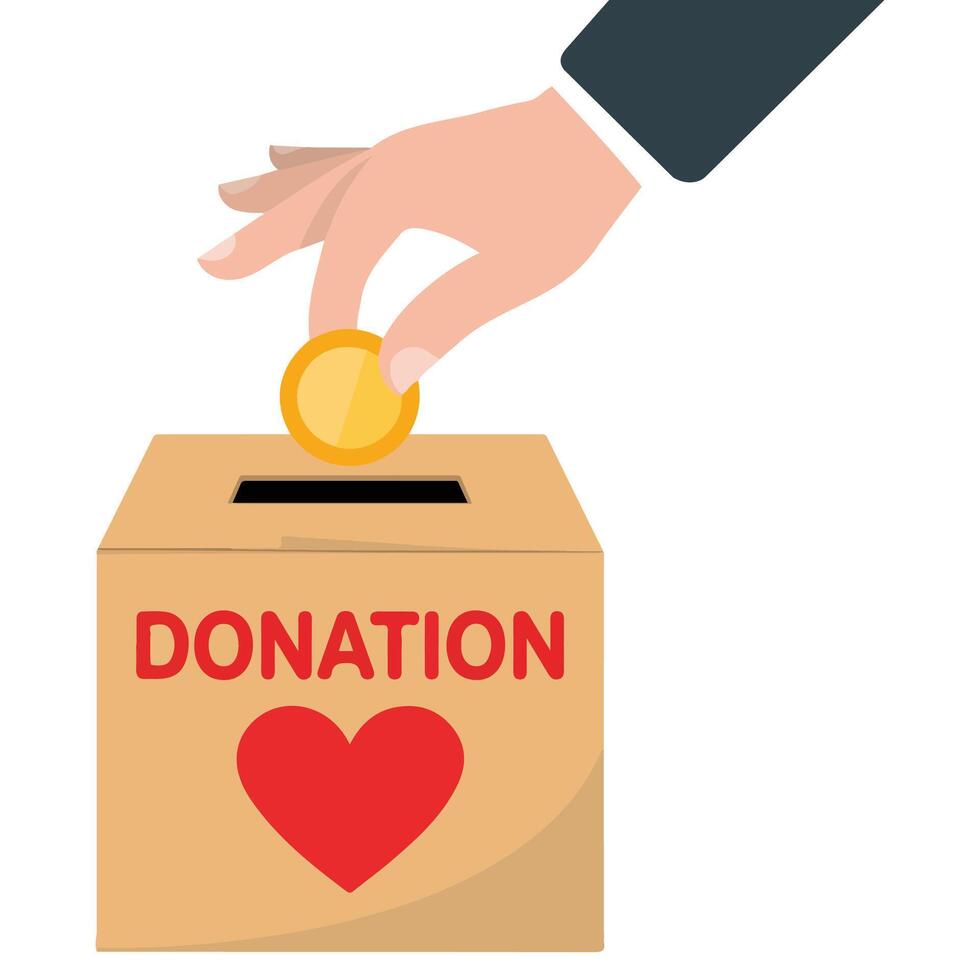 Donation box with coin isolated illustration on white background vector