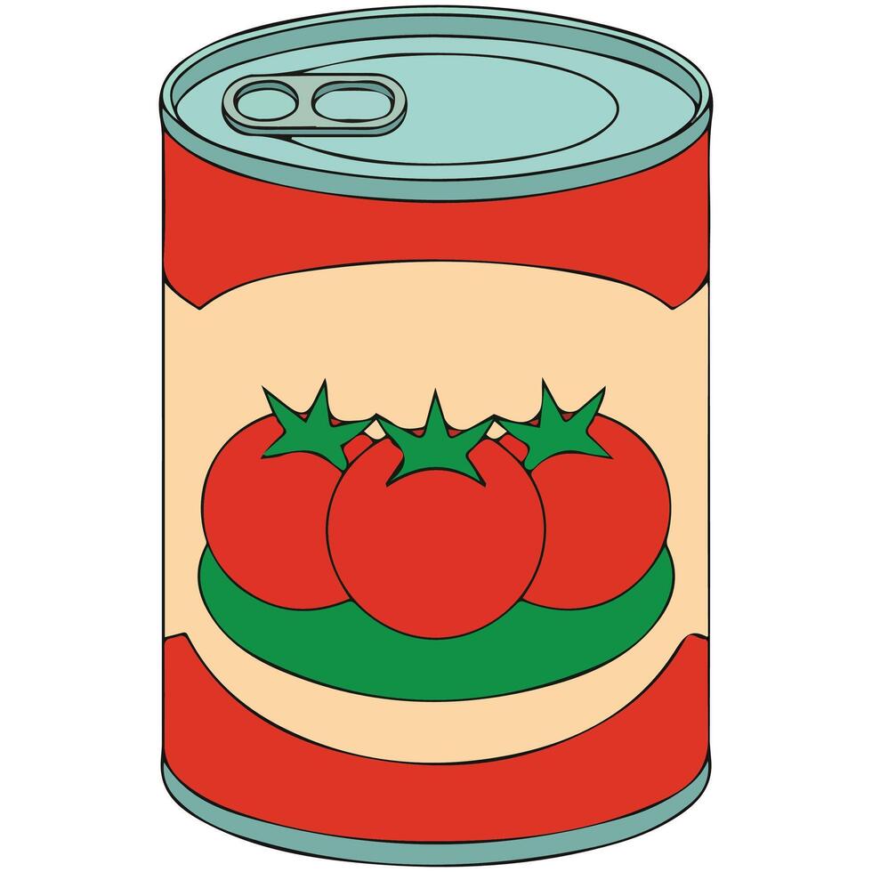 Empty tomato sauce can art isolated on white background vector