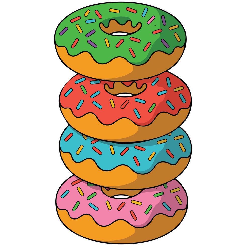 Colorful donuts stack dessert isolated illustration on white background vector