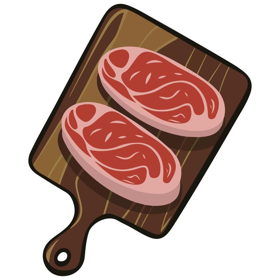 cutting board pork bacon meat isolated illustration on white background vector