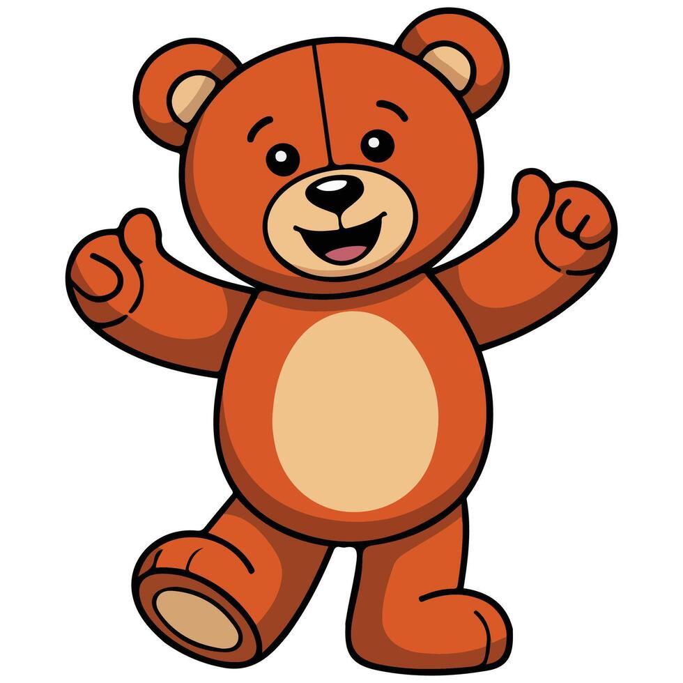 Smiling teddy bear cartoon isolated illustration on white background vector