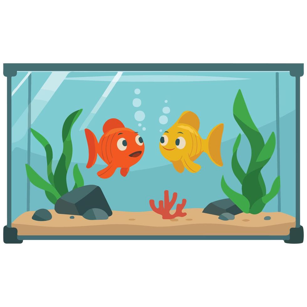 Aquarium in room interior isolated illustration on white background vector