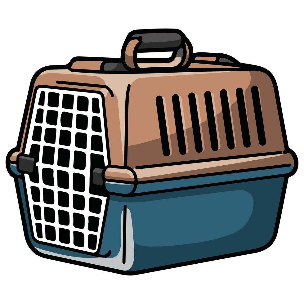 animal travel crate color isolated illustration on white background vector