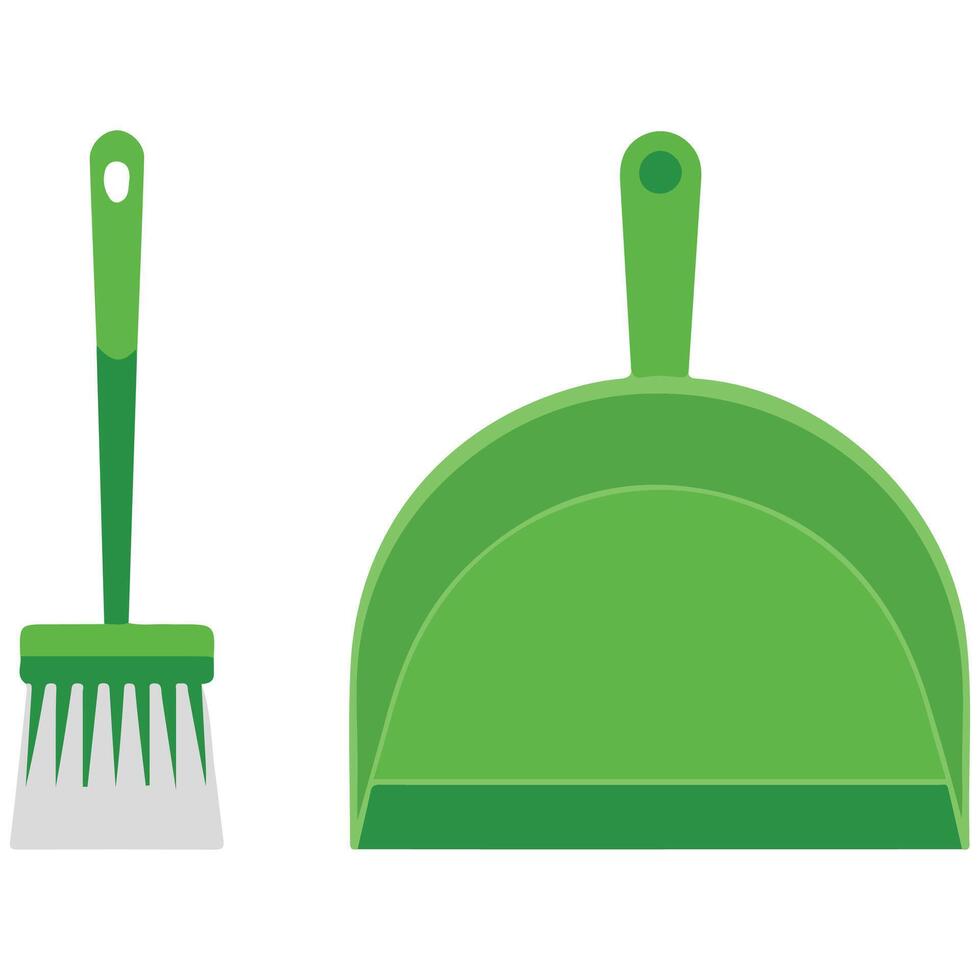 Broom and dustpan cleaning tools isolated illustration on white background vector