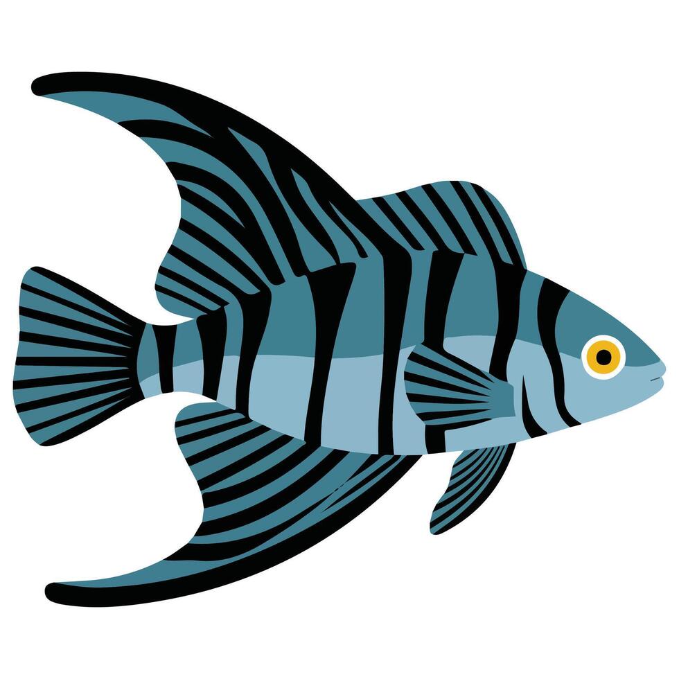 blue fish ocean marine life isolated illustration on white background vector