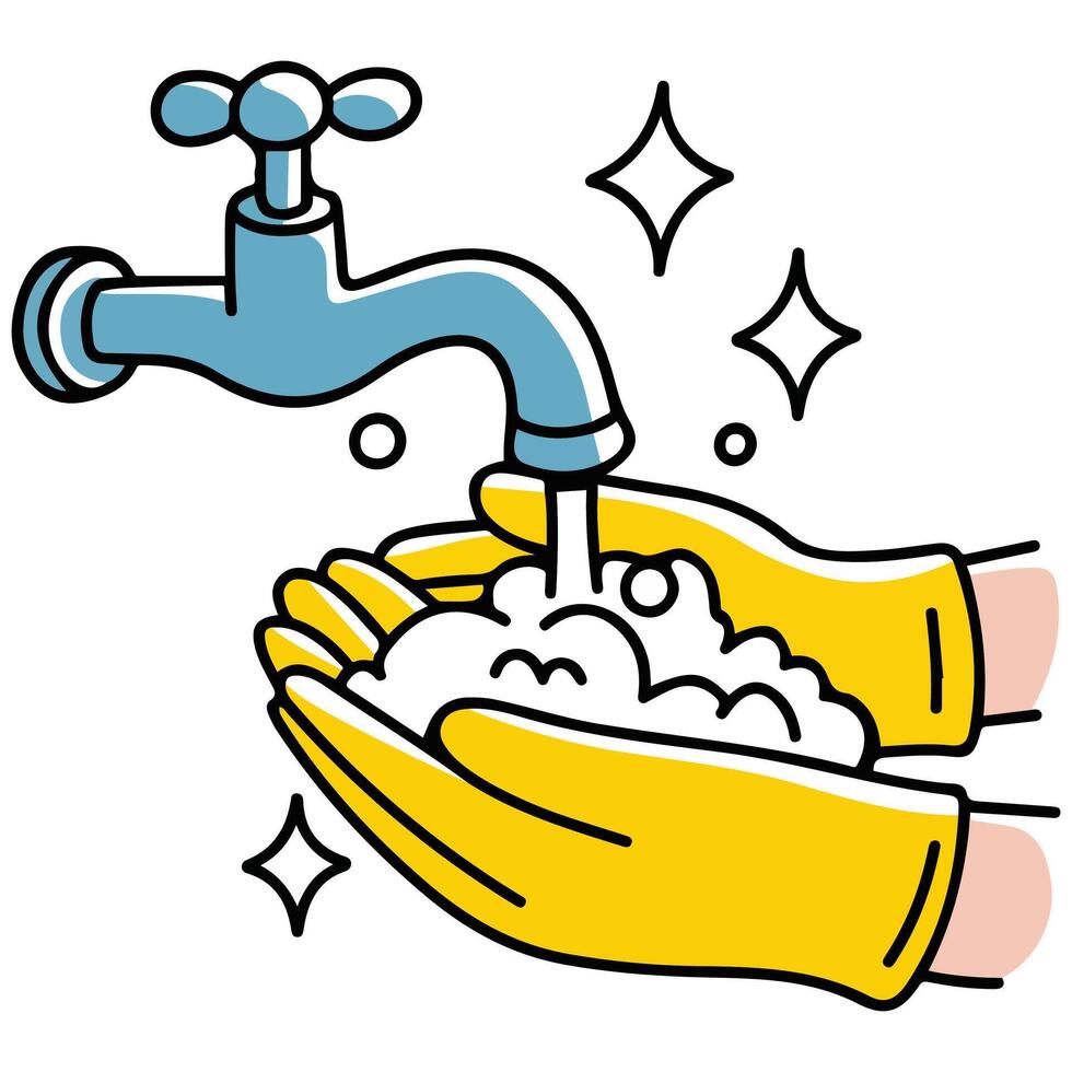 washing hands soap gloves hygiene isolated illustration on white background vector