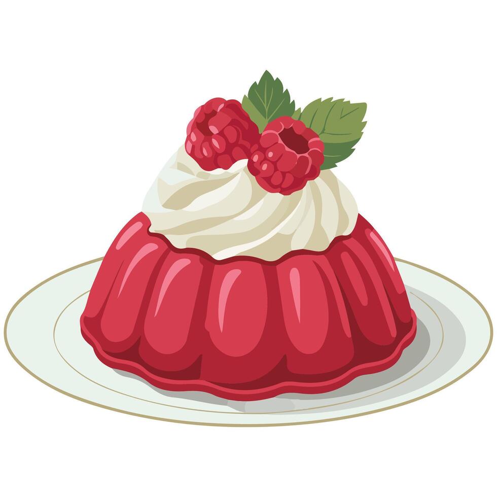 raspberry jelly dessert isolated illustration on white background vector