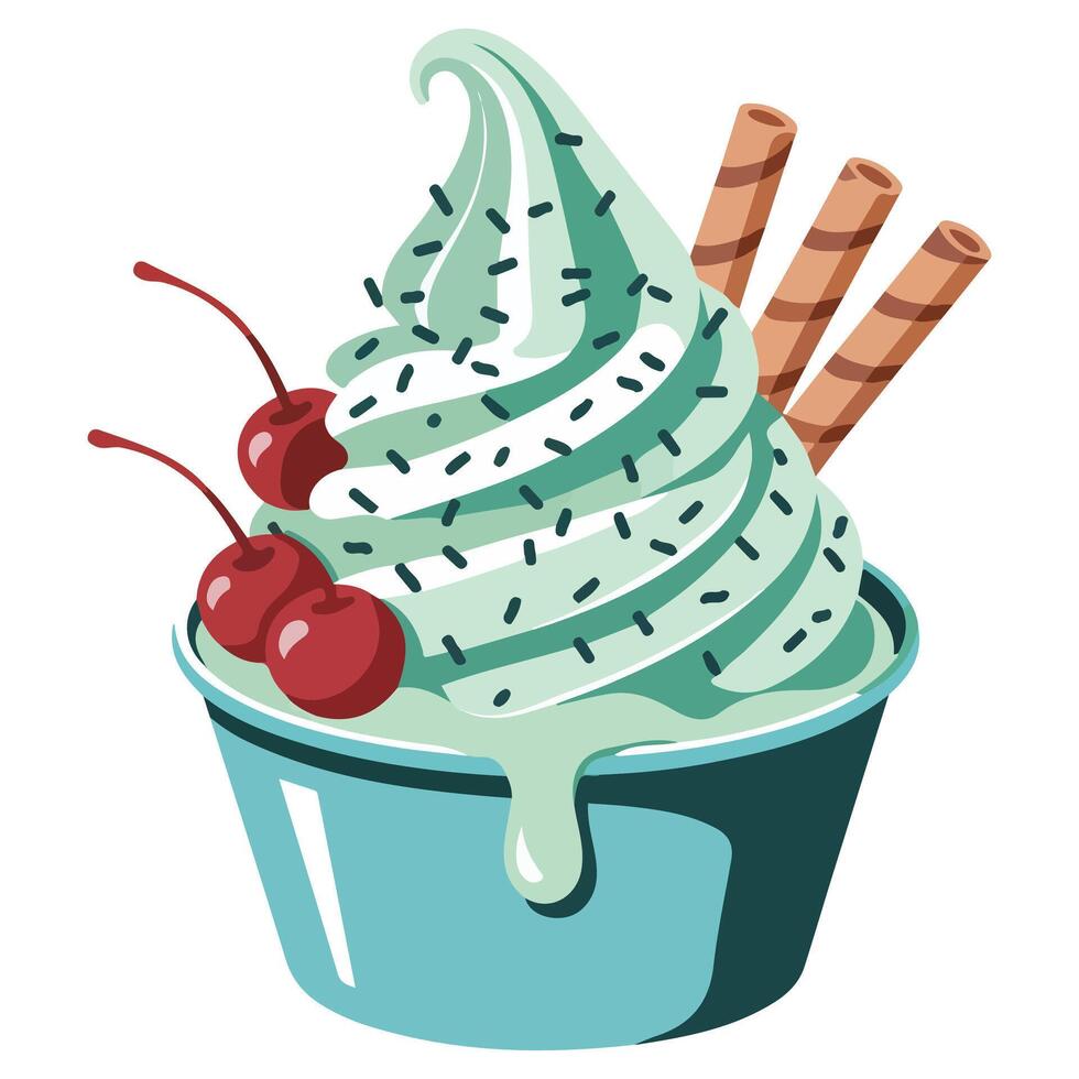 Creamy yogurt with red berries isolated illustration on white background vector