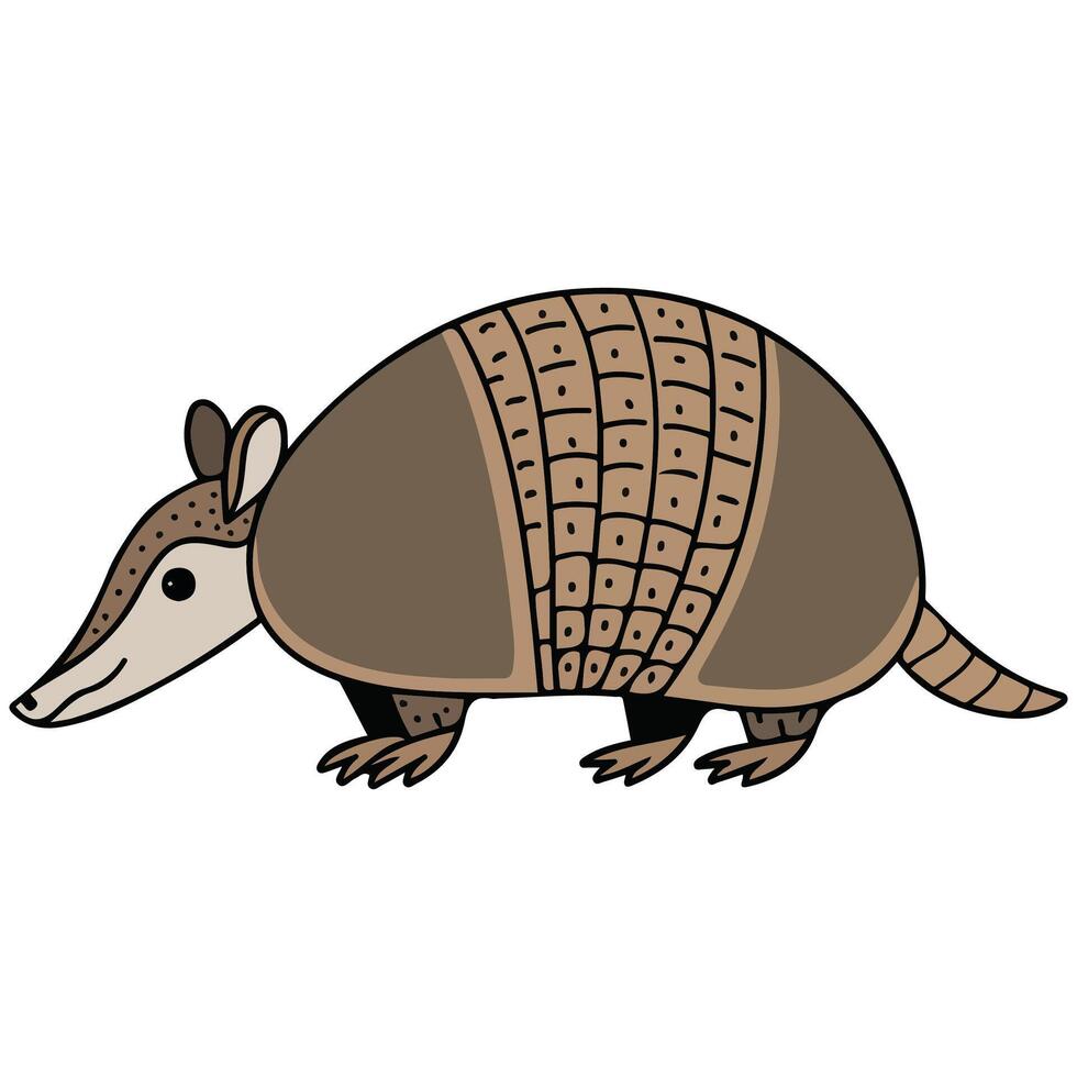 Banded armadillo standing alone isolated illustration on white background vector