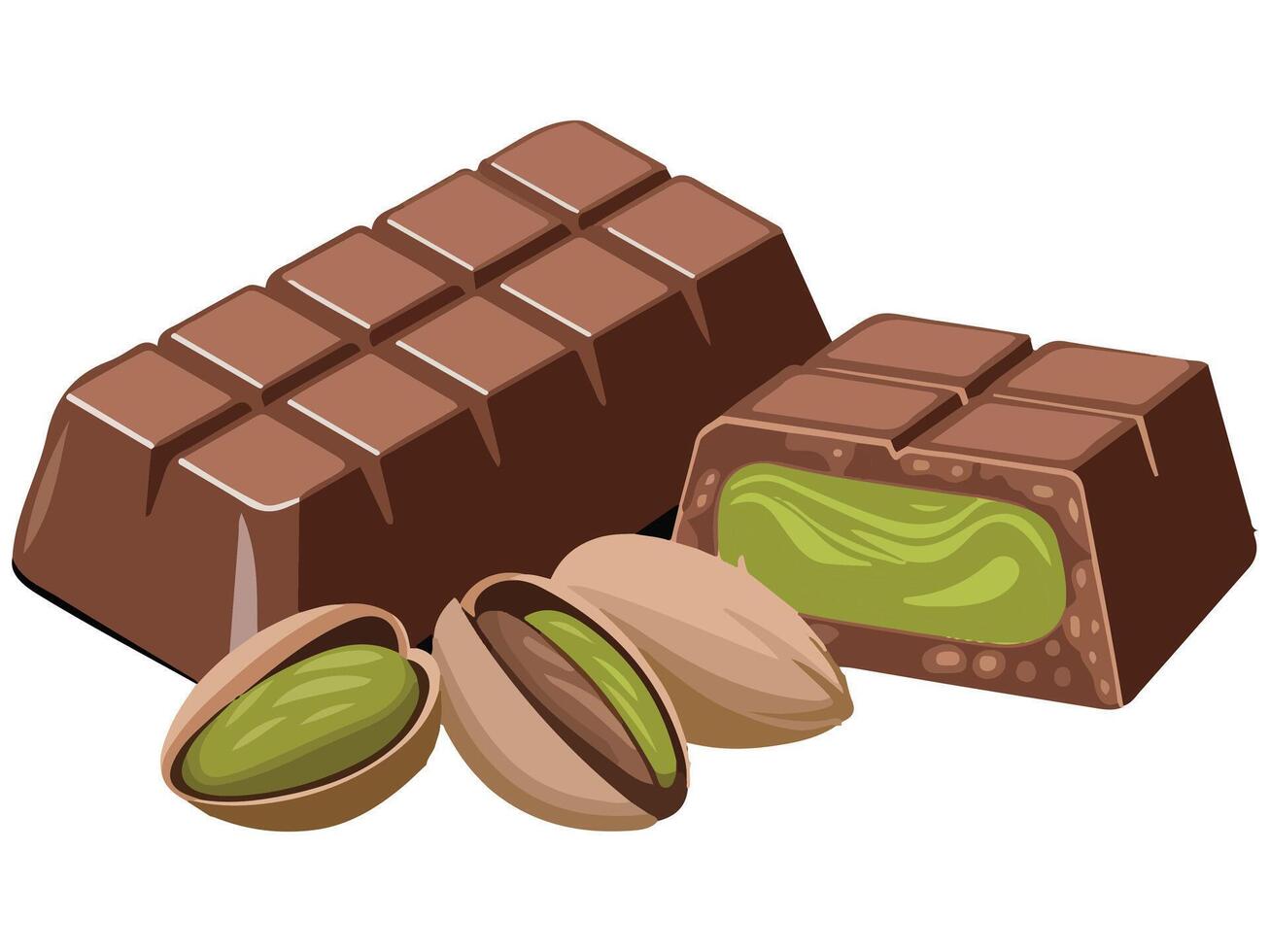 dubai chocolate bar pistachios kadayif isolated illustration on white background vector