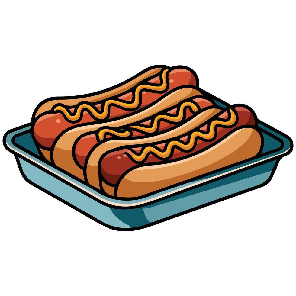 frankfurters grilled buns condiments isolated illustration on white background vector