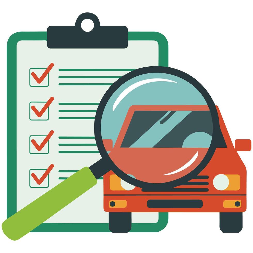 Car assessment with clipboard isolated illustration on white background vector