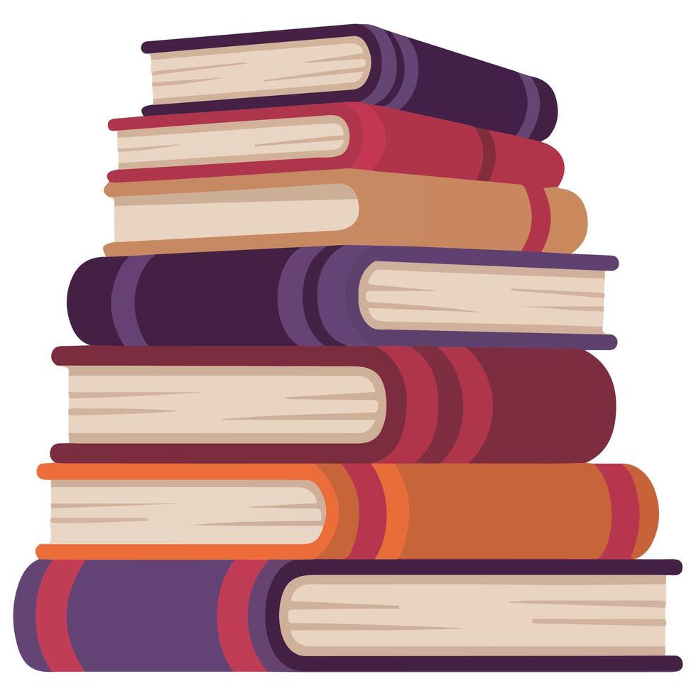 Cartoon books stack colorful covers isolated illustration on white background vector
