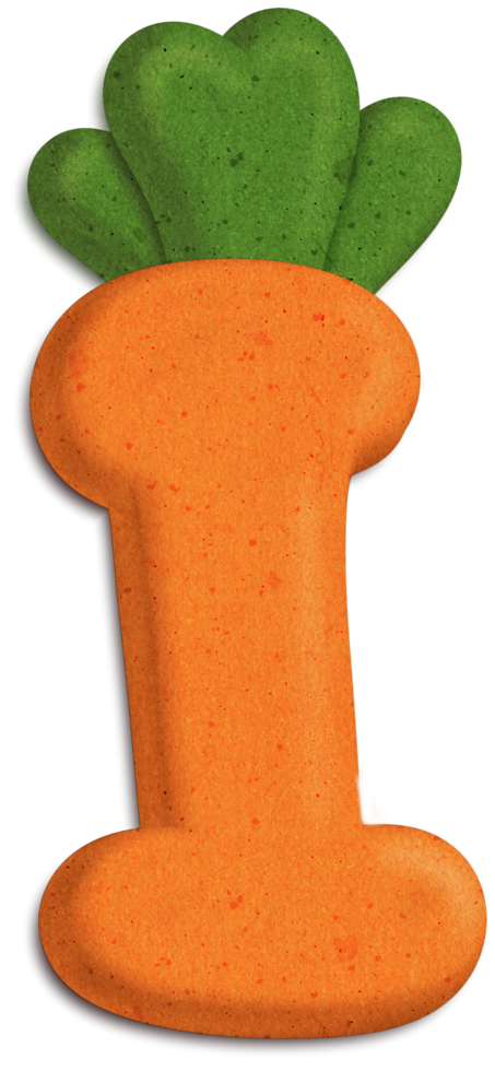 3D Carrot Letter I font colorful letter png