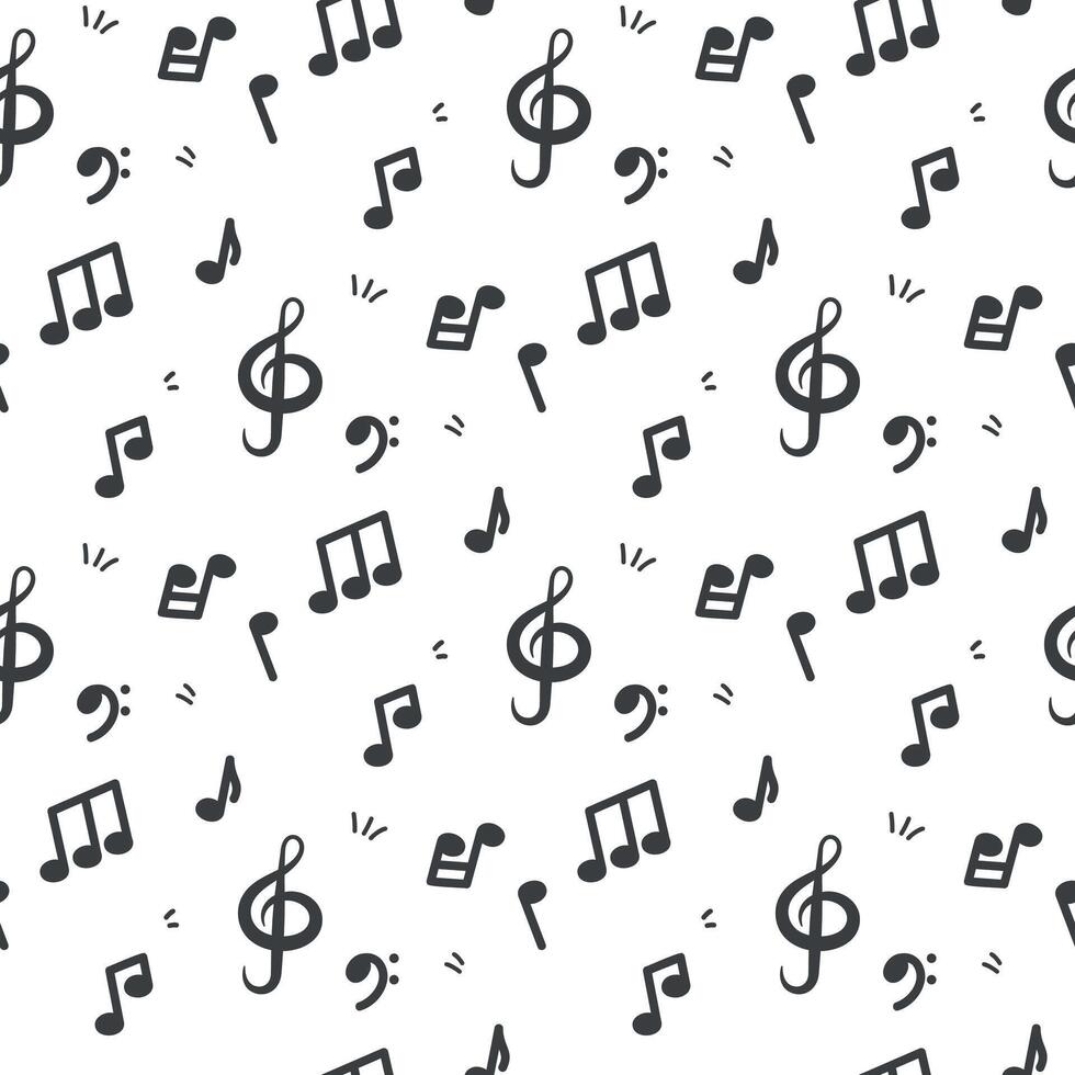 musical notes black and white seamless pattern vector