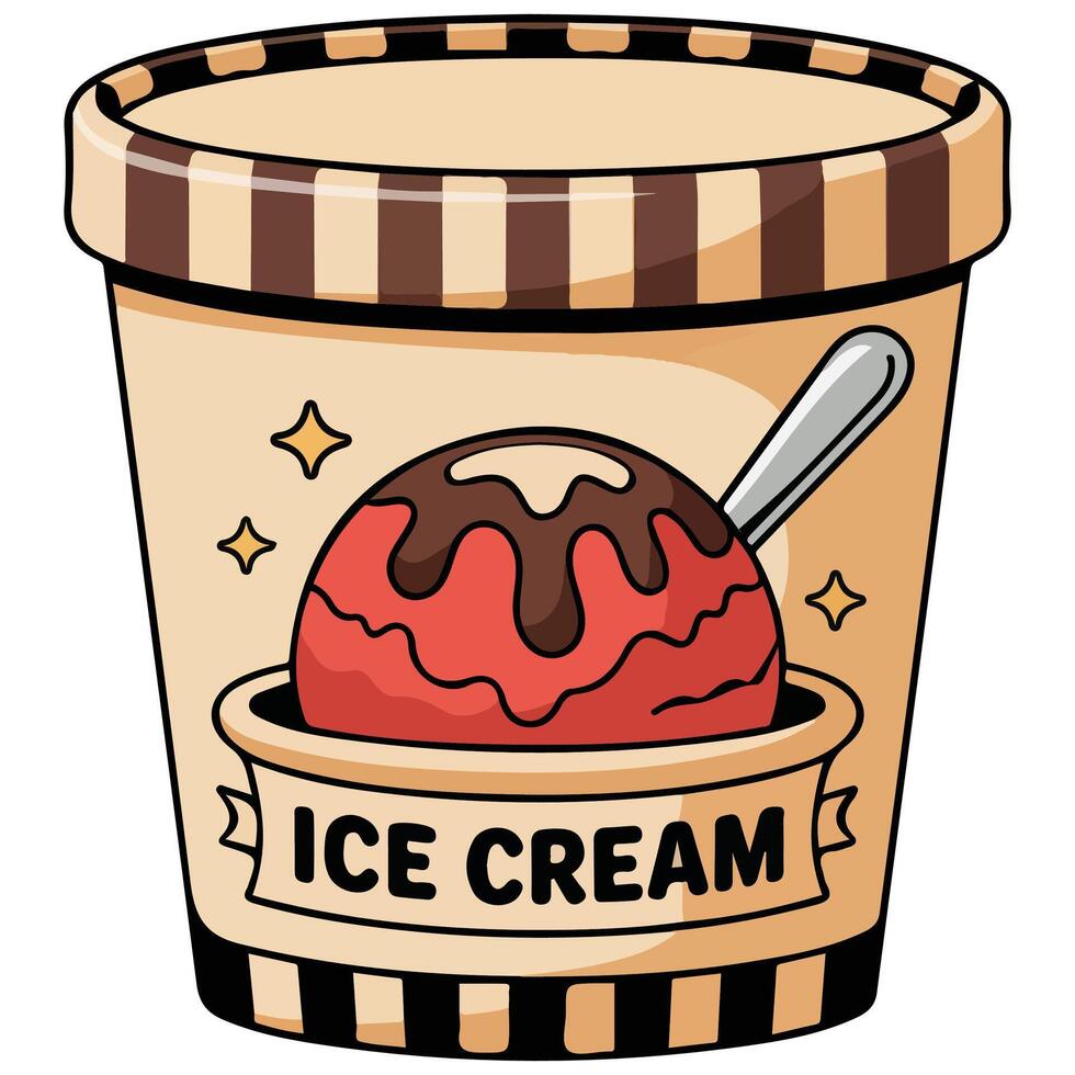 Ice cream bucket realistic isolated illustration on white background vector