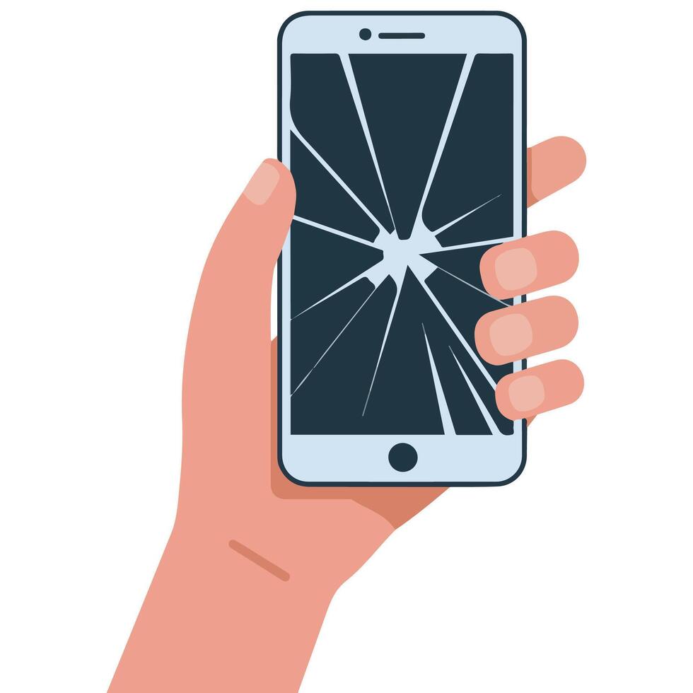 broken smartphone screen cracked glass isolated illustration on white background vector