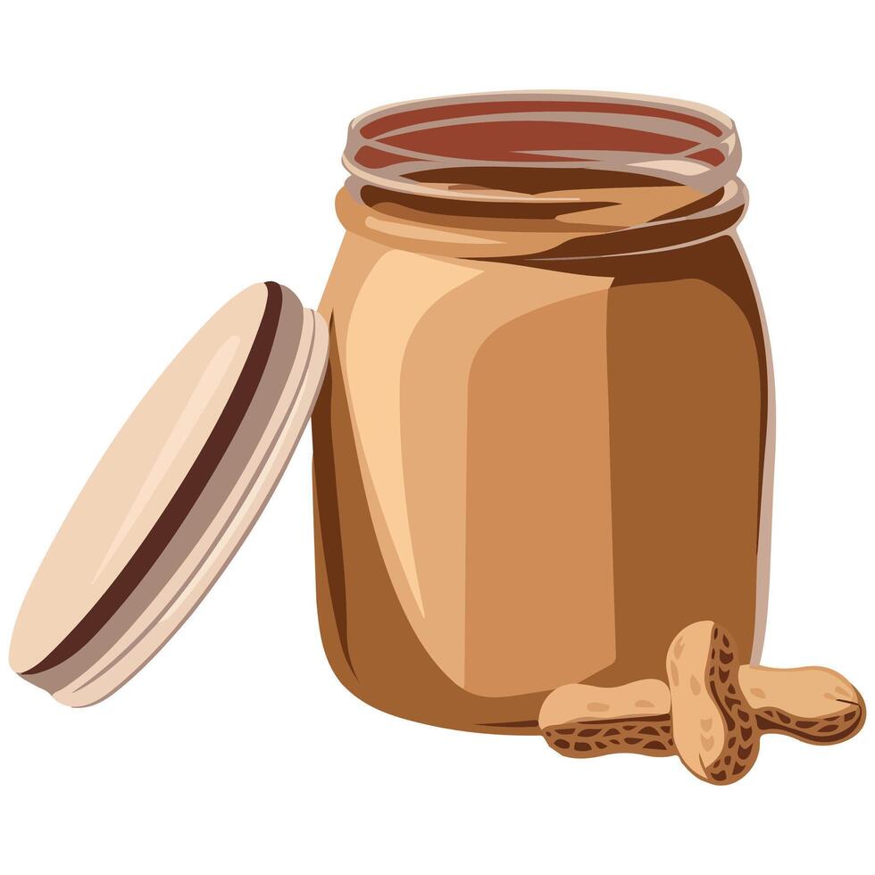 peanut butter jar nutritious snack isolated illustration on white background vector