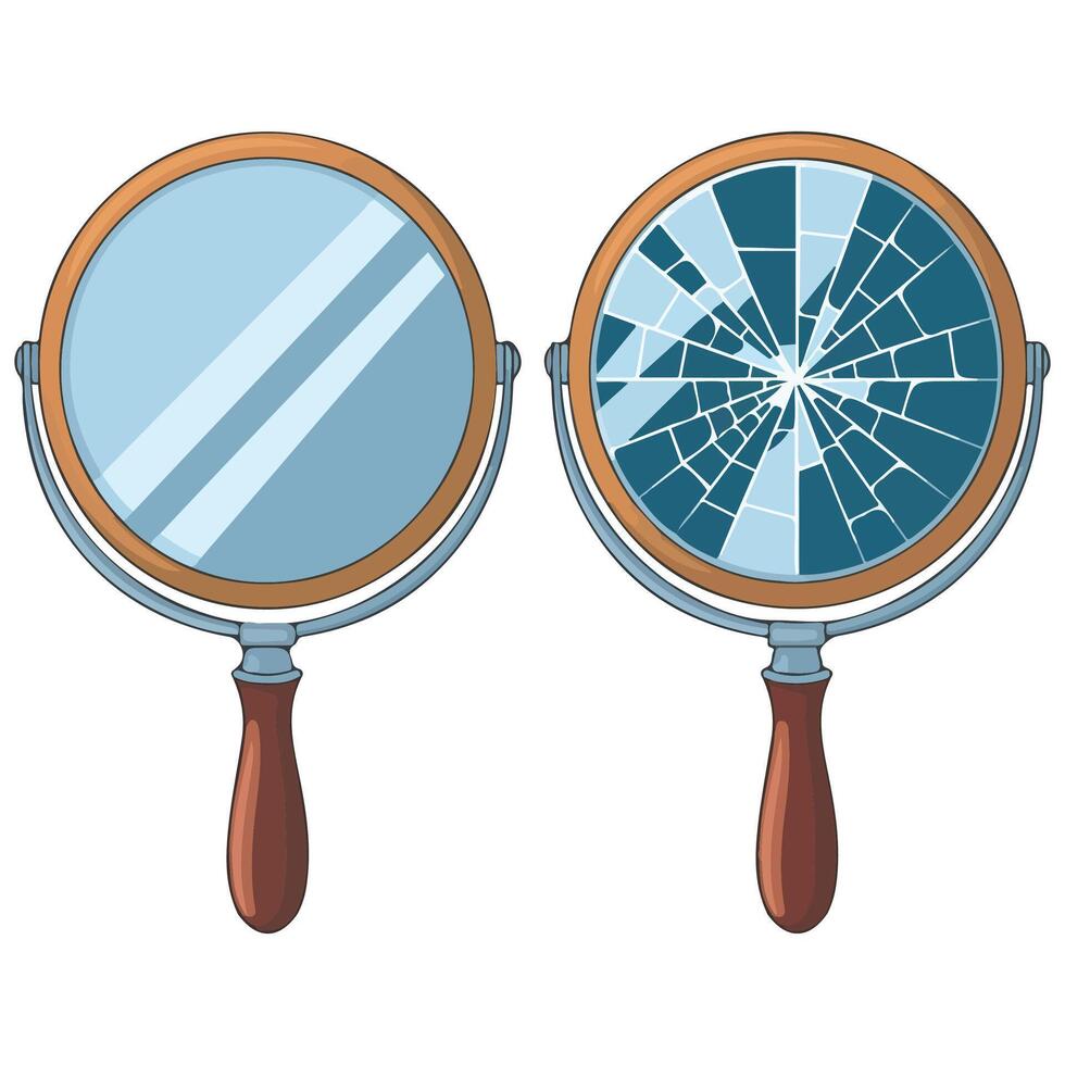 hand mirror reflection beauty tool isolated illustration on white background vector