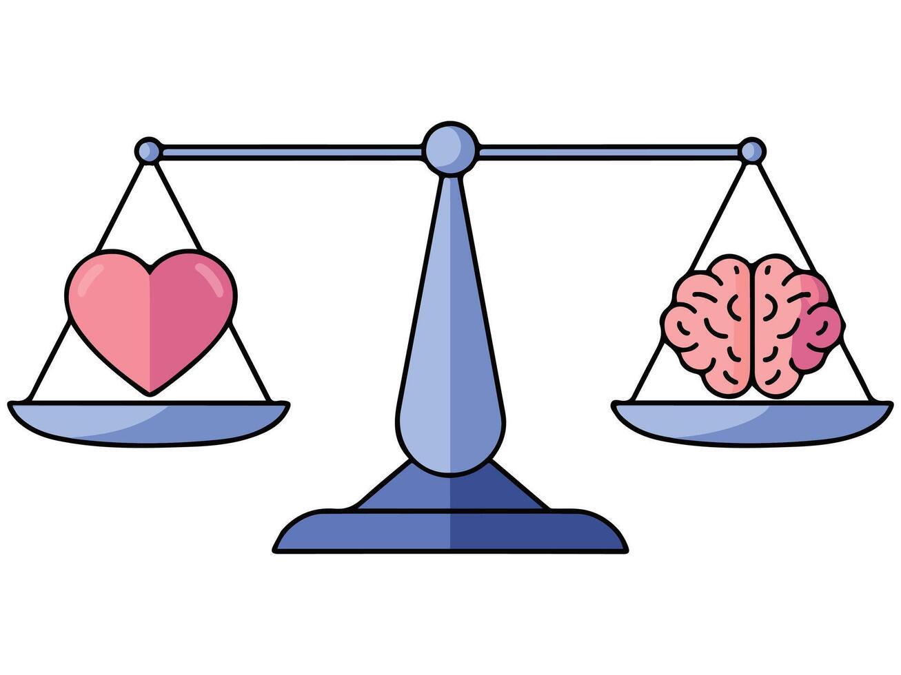 heart brain balance harmony scale isolated illustration on white background vector