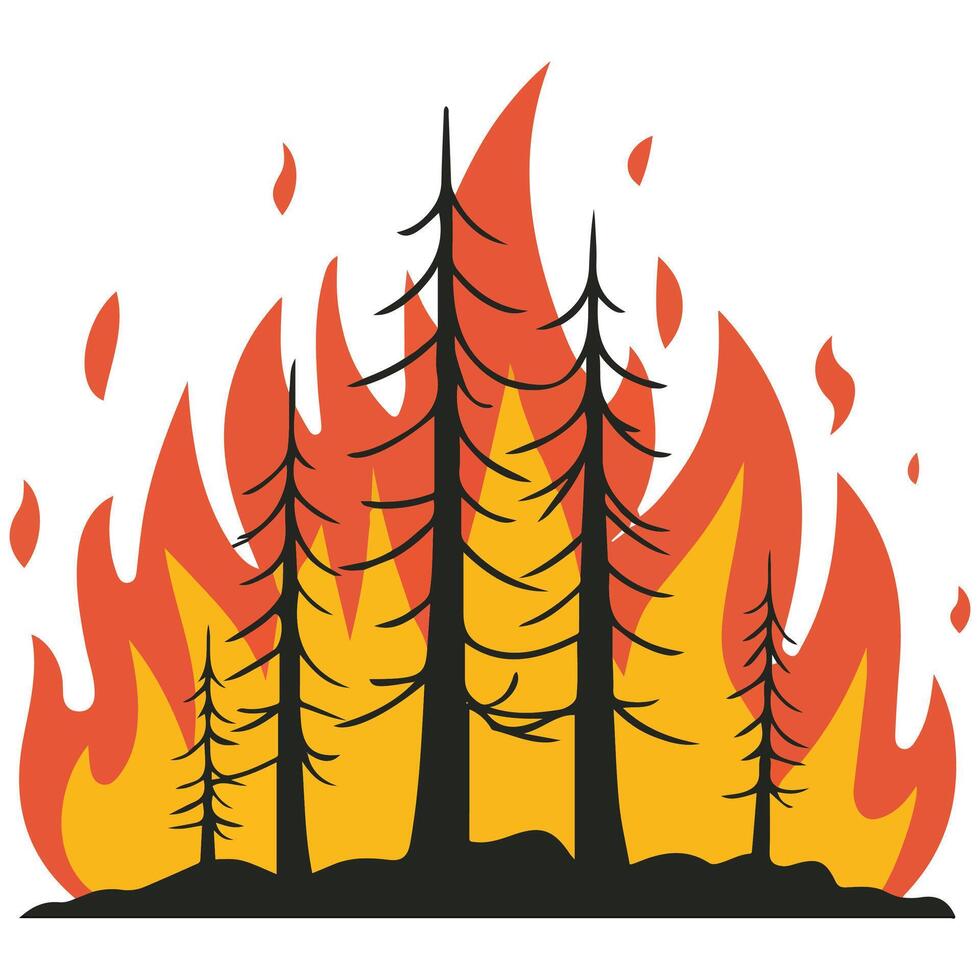 forest fire tragedy disaster burning isolated illustration on white background vector