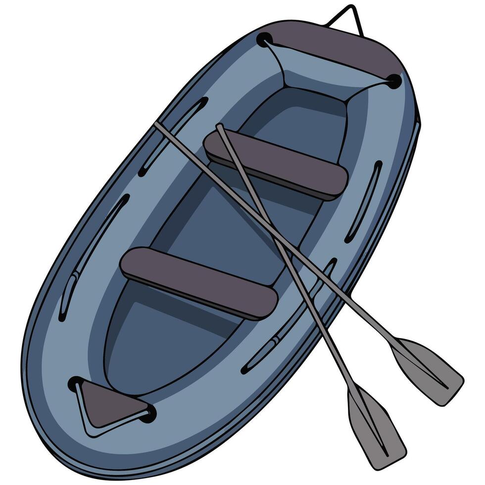 Inflatable boat floating on water isolated illustration on white background vector