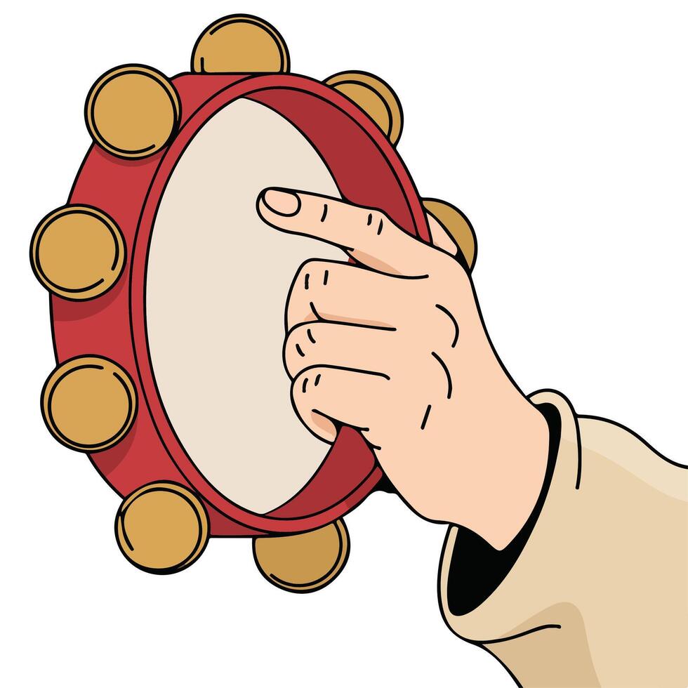 tambourine musical instrument sound isolated illustration on white background vector