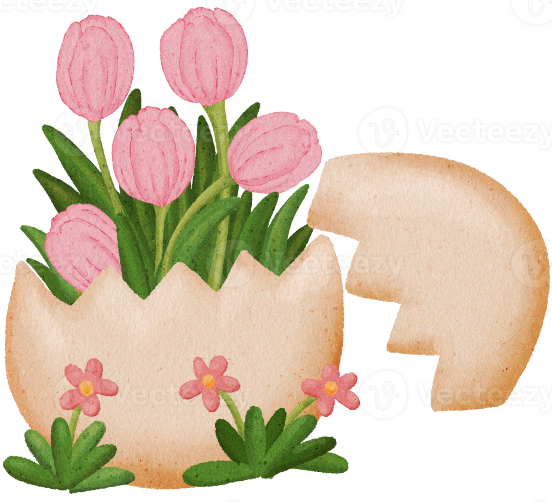 easter egg with tulip png
