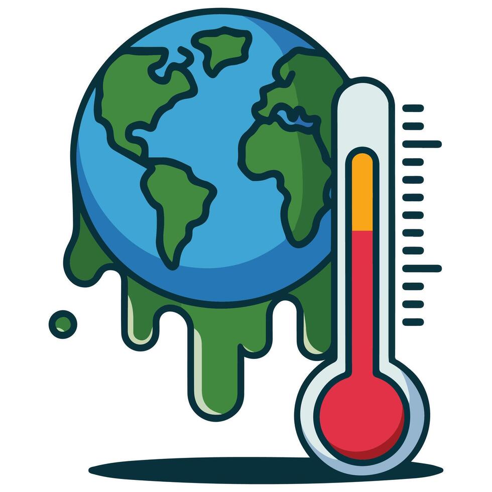 melting planet earth global warming isolated illustration on white background vector