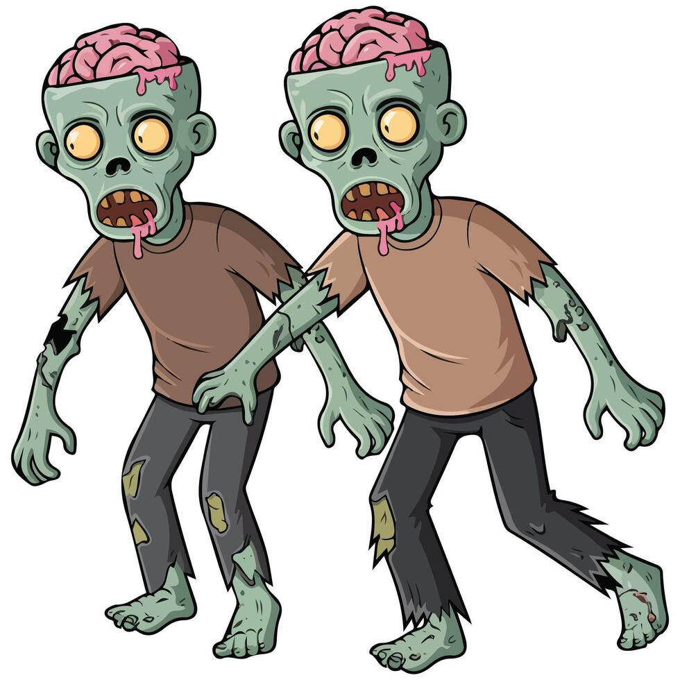 zombies walking halloween horror isolated illustration on white background vector