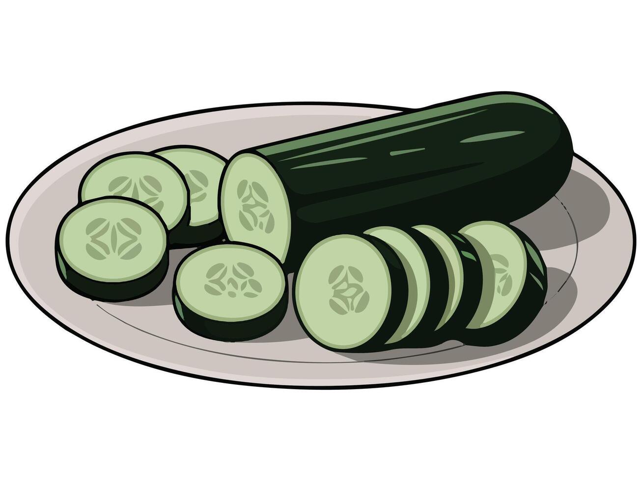 fresh sliced cucumber healthy vegetable isolated illustration on white background vector