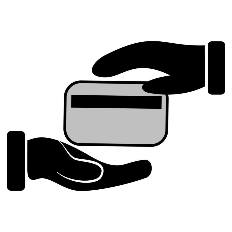 hand holding receiving and giving credit or debit card vector