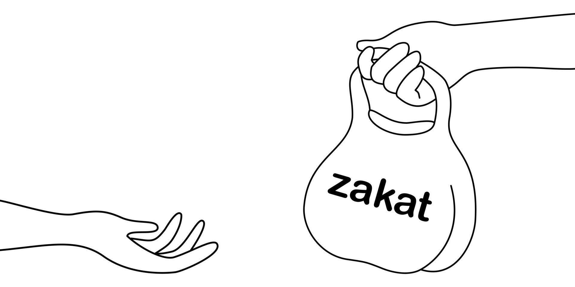 Zakat Donation with Giving and Receiving Hands. Cartoon Hands Giving and Receiving Zakat vector