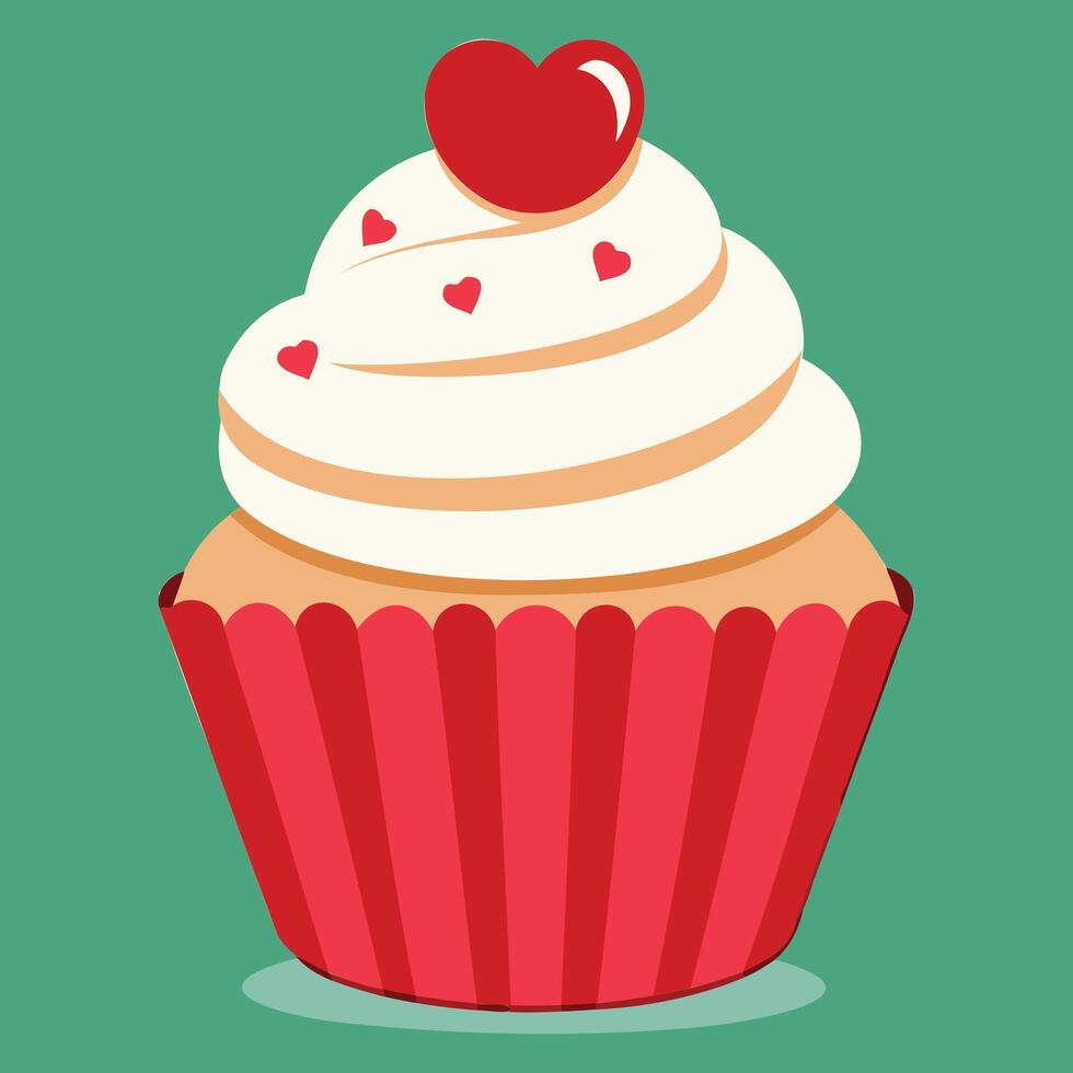 Sweet Cupcake with Cream Topping Design vector