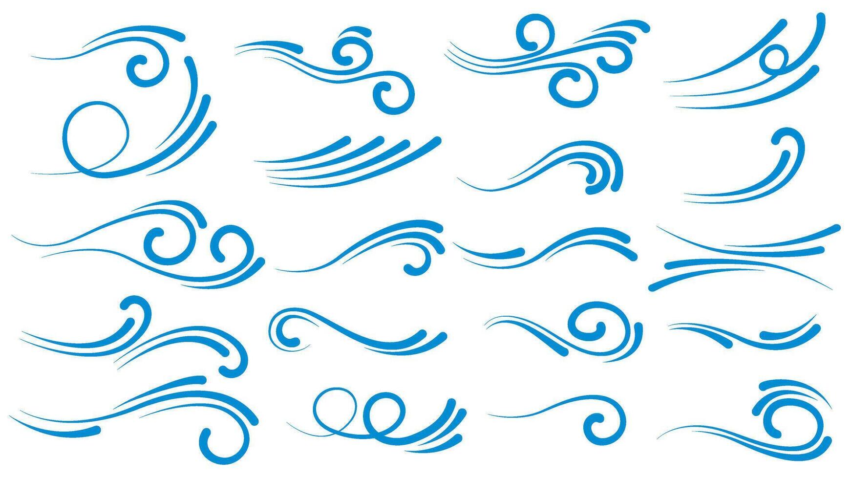 Blue waves and splashes of water set vector