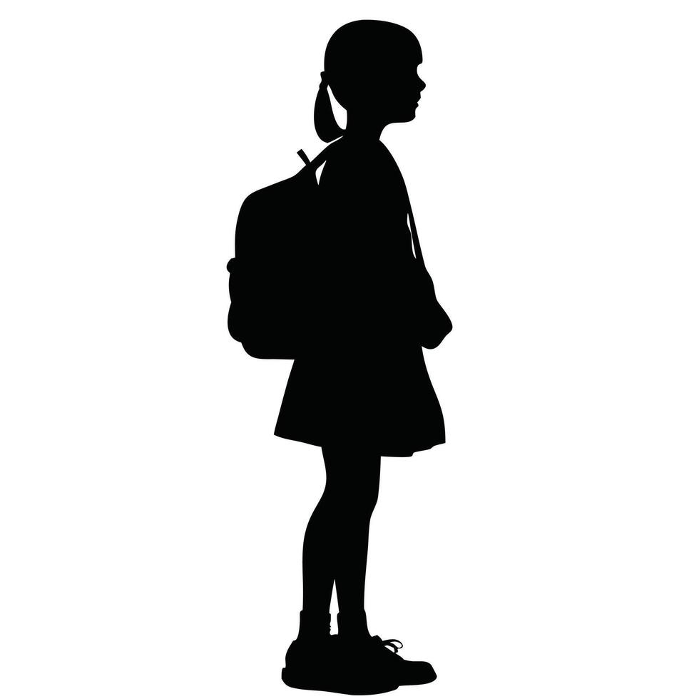 Schoolgirl Silhouette With Backpack Ready For Education And Learning Journey vector
