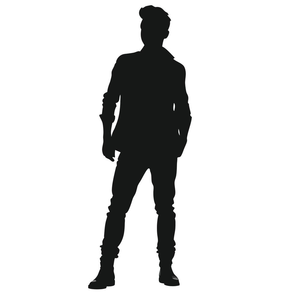 Silhouette Of Stylish Man Posing Confidently With Attitude Graphic Illustration vector