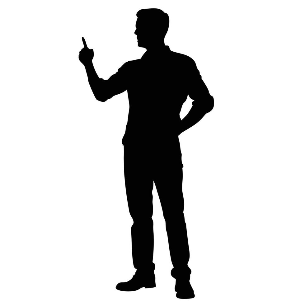 Businessman Silhouette Standing Pointing Upward Idea Concept Illustration Isolated On White vector
