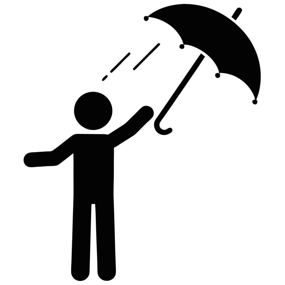 Person Holding Umbrella Silhouette Icon Under Rain Weather Protection Symbol vector