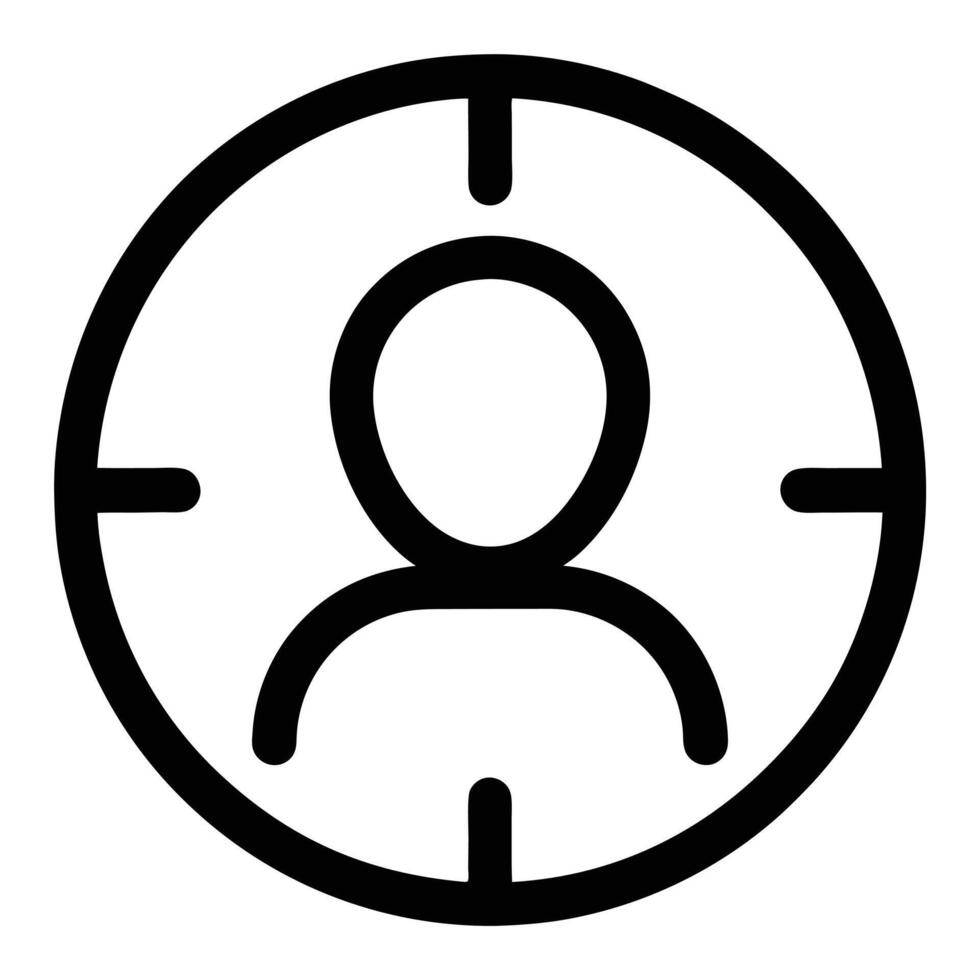Target Audience Icon Focused Targeting User Symbol In Round Scope vector