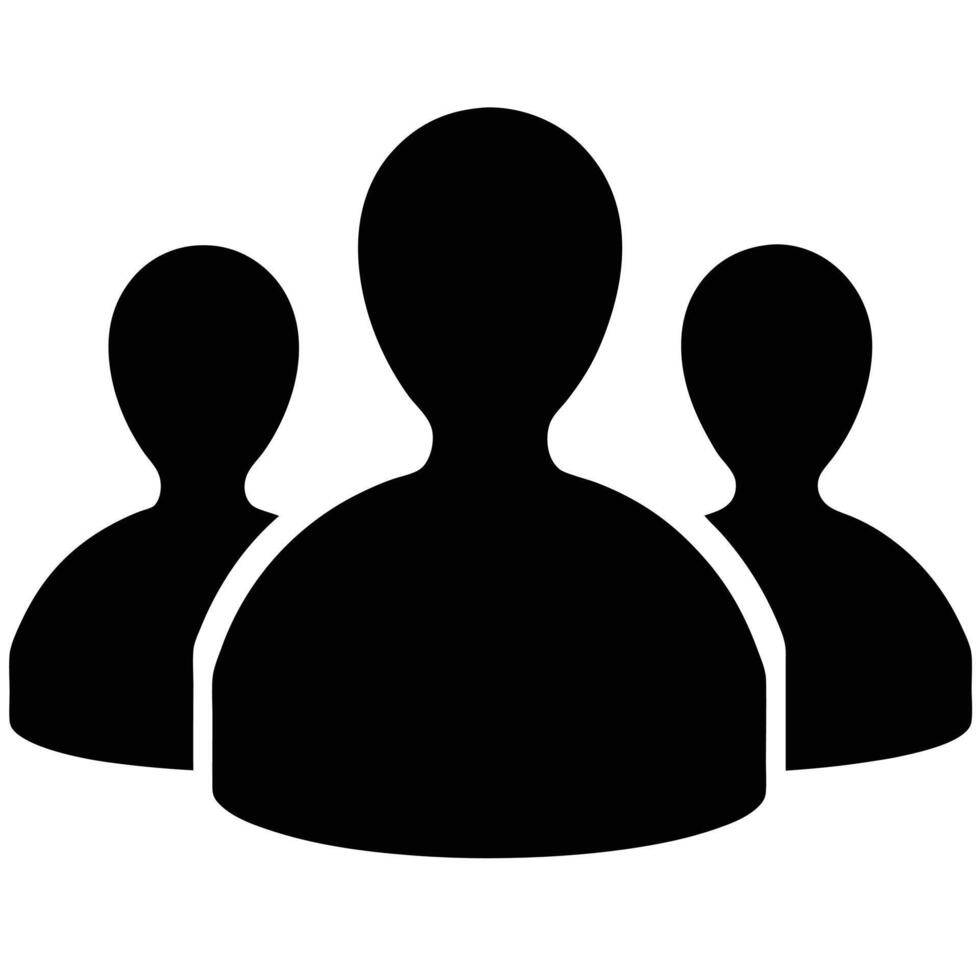 Teamwork Icon Illustration Of Three People Group In Black Silhouette vector