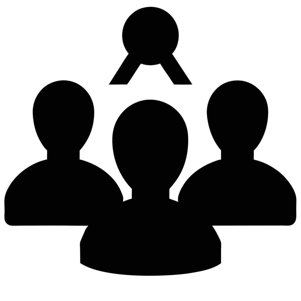 Team Leadership Icon With Leader Above Group In Black Silhouette Style vector