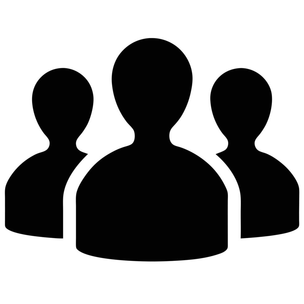 Black Silhouette Group Icon Symbolizing Teamwork And Collaboration On White Background vector