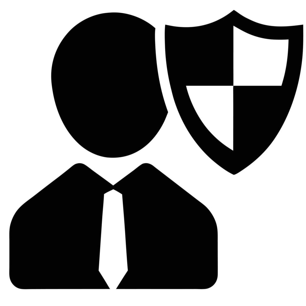 Business Man Security Shield Icon Protection Data Privacy Confidentiality Concept vector