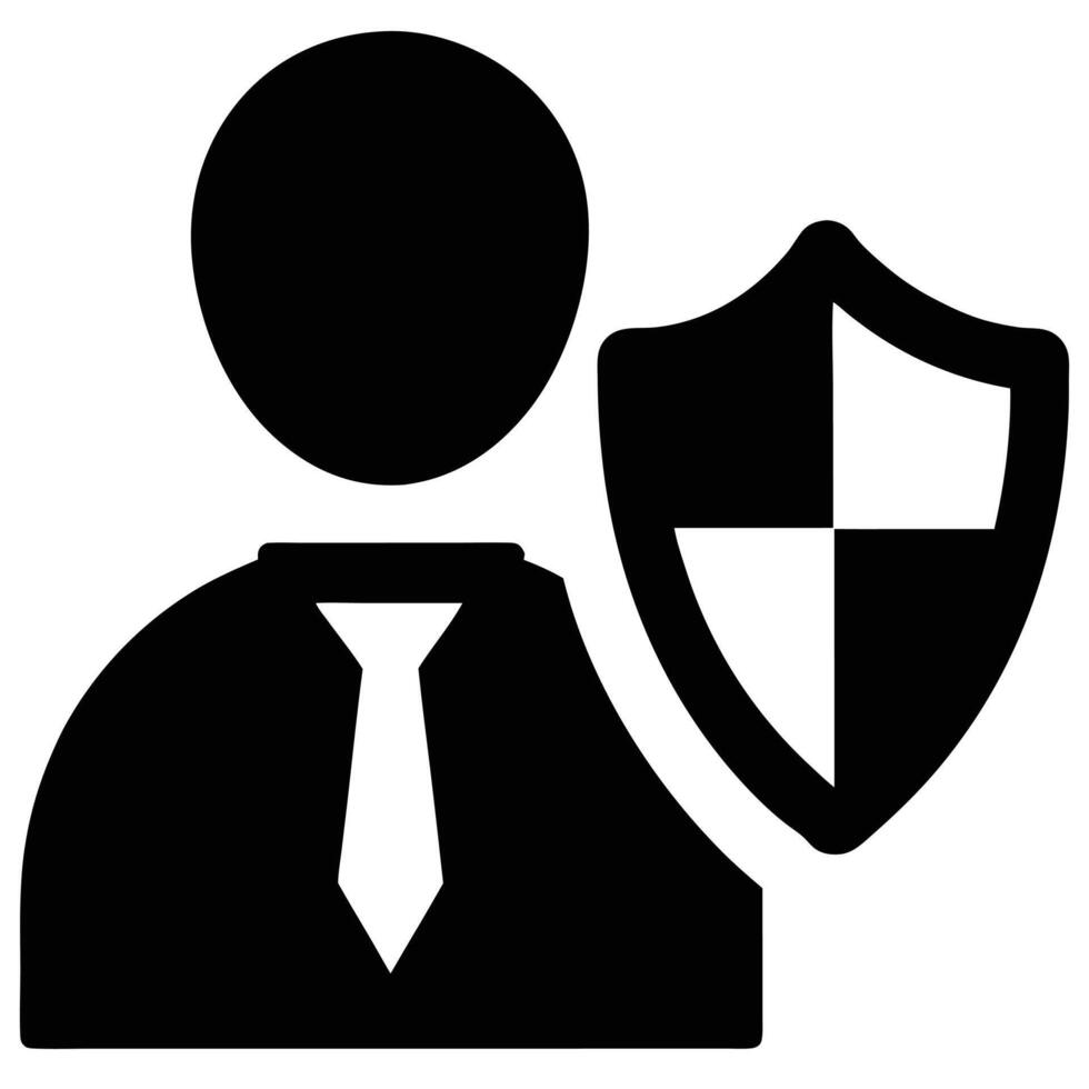 Business Person Security And Protection Icon With Shield Safeguard Man In Suit vector