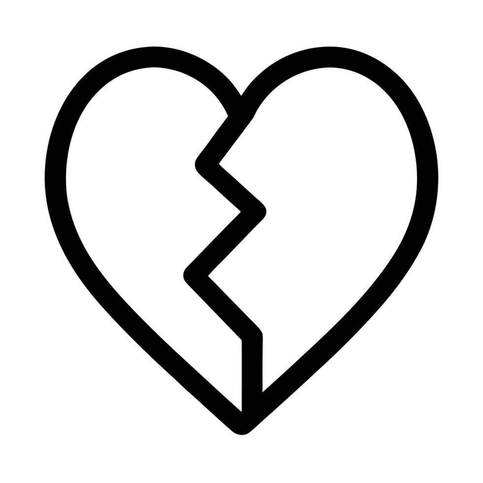 Minimalist Broken Heart Outline Symbol Of Emotional Pain And Loss vector